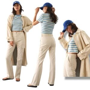 HUDSON X Anthropologie Utility Faye Ultra High Rise Bootcut Jean Cargo Fray Hem